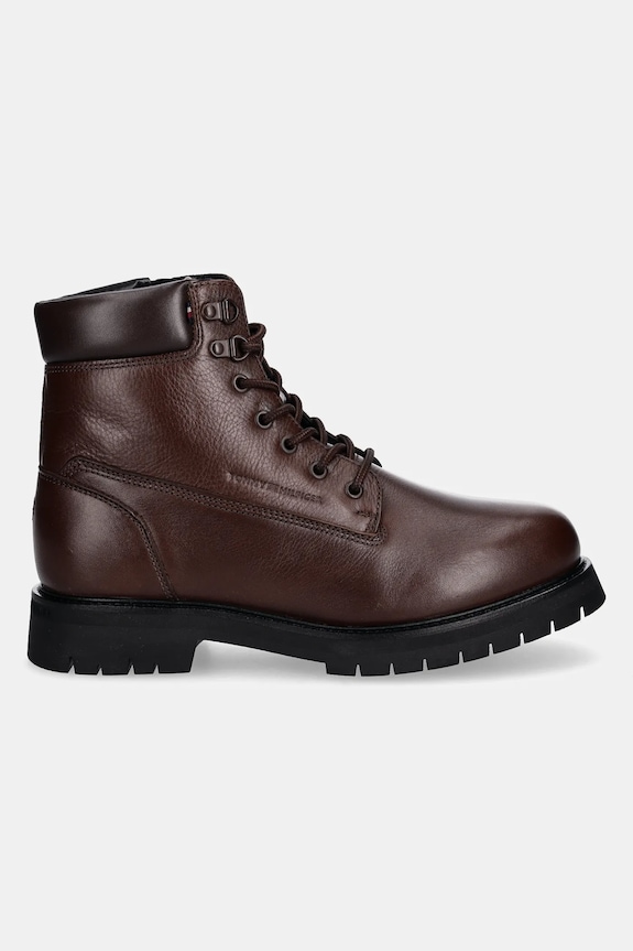Kožené členkové topánky Tommy Hilfiger FLEX TH OUTDOOR RS LTH BOOT FM0FM05600 hnedá AW25