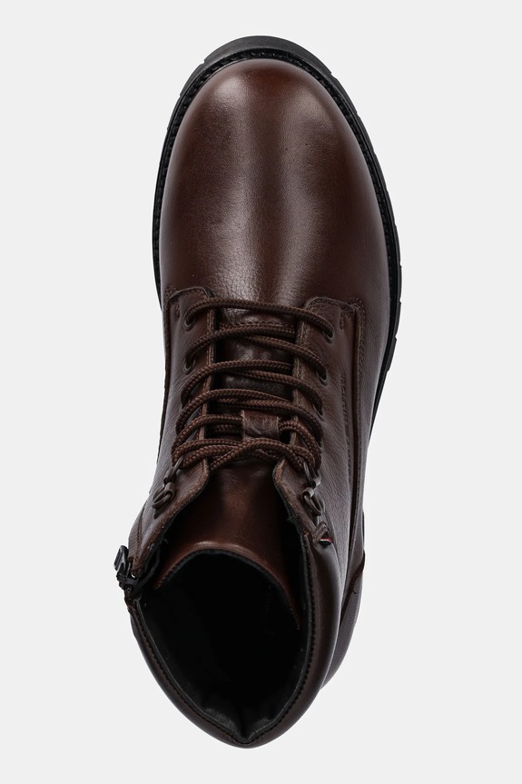 Kožené členkové topánky Tommy Hilfiger FLEX TH OUTDOOR RS LTH BOOT hnedá FM0FM05600