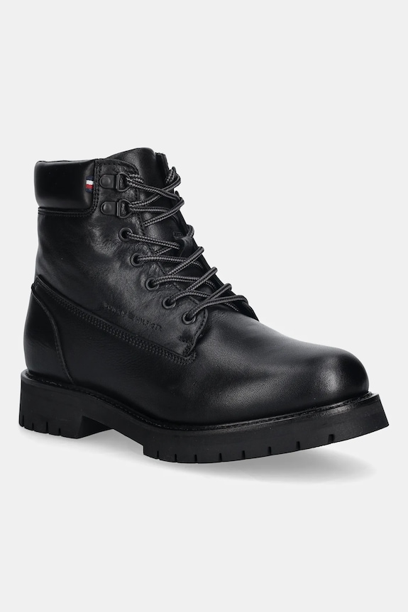 Tommy Hilfiger scarponi da trekking in pelle FLEX TH OUTDOOR RS LTH BOOT pelle fiore nero FM0FM05600