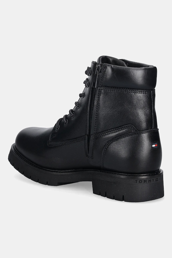 Scarpe Tommy Hilfiger scarponi da trekking in pelle FLEX TH OUTDOOR RS LTH BOOT FM0FM05600 nero