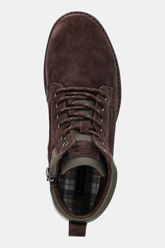 Kožená obuv Tommy Hilfiger CORPORATE W SUEDE LACE BOOT hnedá FM0FM05605