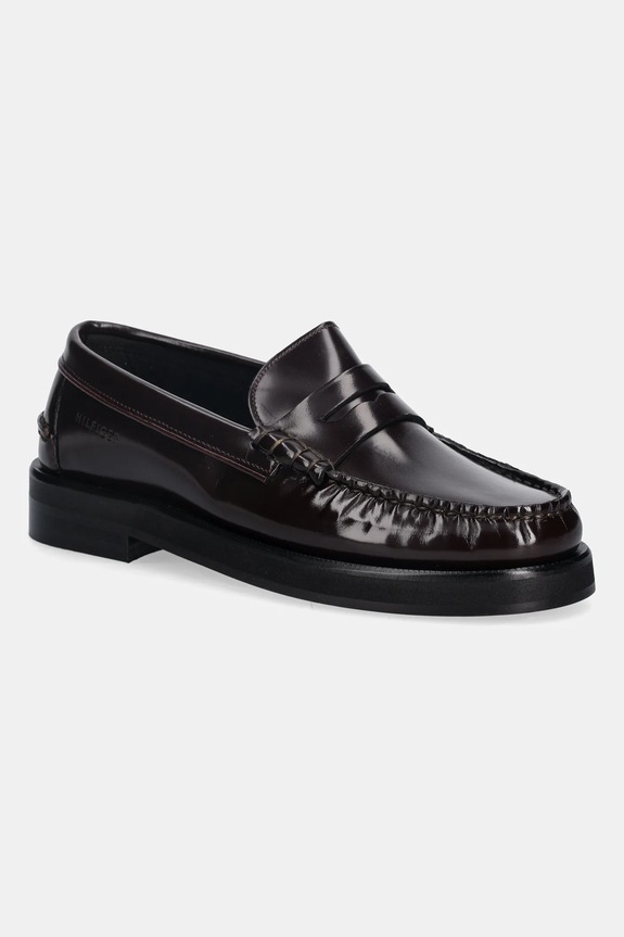 Δερμάτινα μοκασίνια Tommy Hilfiger CLASSIC HIGH HILFIGER ABRA LOAF casual μπορντό FM0FM05624