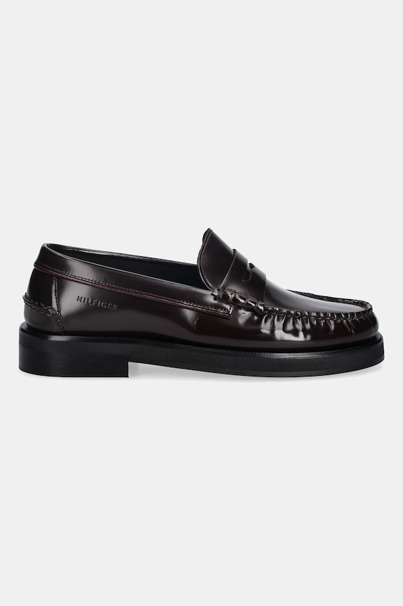 Δερμάτινα μοκασίνια Tommy Hilfiger CLASSIC HIGH HILFIGER ABRA LOAF FM0FM05624 μπορντό AW25