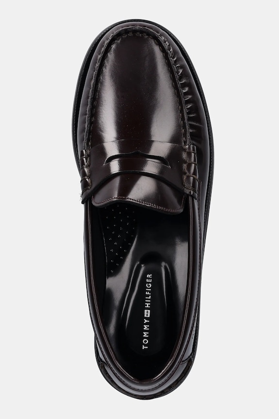 Δερμάτινα μοκασίνια Tommy Hilfiger CLASSIC HIGH HILFIGER ABRA LOAF μπορντό FM0FM05624