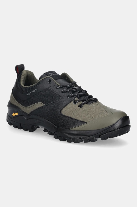 Tenisky Tommy Hilfiger VIBRAM LOW RUNNER TECH přírodní kůže zelená FM0FM05657