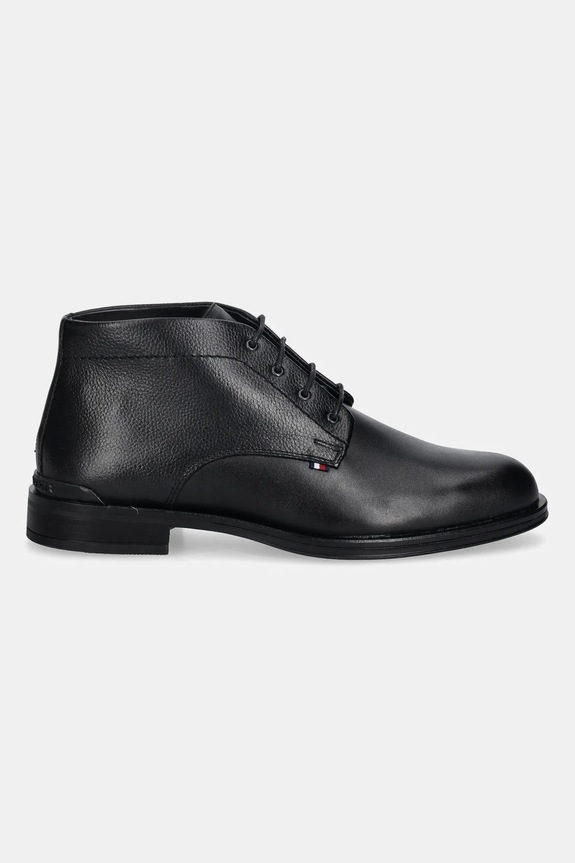 Tommy Hilfiger ghete de piele CORPORATE HILFIGER LTH BOOT FM0FM05697 negru NC25