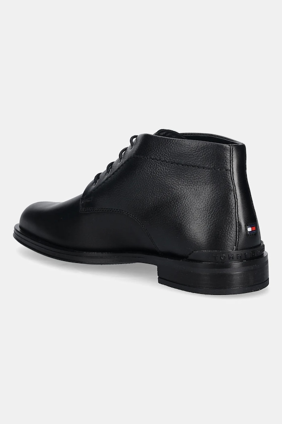 Încălțăminte Tommy Hilfiger ghete de piele CORPORATE HILFIGER LTH BOOT FM0FM05697 negru