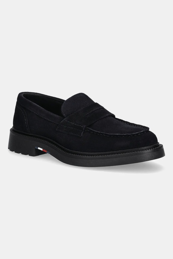 Semišové mokasíny Tommy Hilfiger HILFIGER COMFORT LWT SDE LOAFER elegantné tmavomodrá FM0FM05727