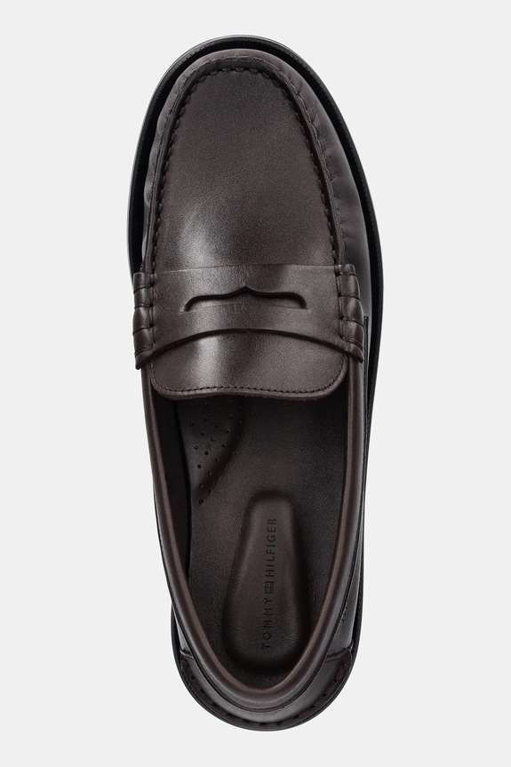 Tommy Hilfiger bőr mokaszin CLASSIC HIGH HILFIGER LTH LOAFER barna FM0FM05769