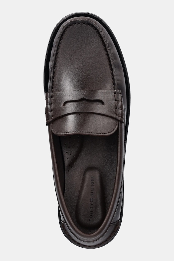 Tommy Hilfiger bőr mokaszin CLASSIC HIGH HILFIGER LTH LOAFER barna FM0FM05769