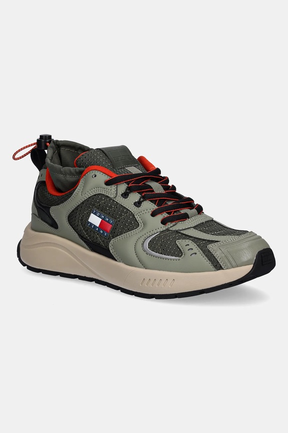Tommy Jeans sneakers TJM RUNNER MIX MATERIAL tessile verde EM0EM01620