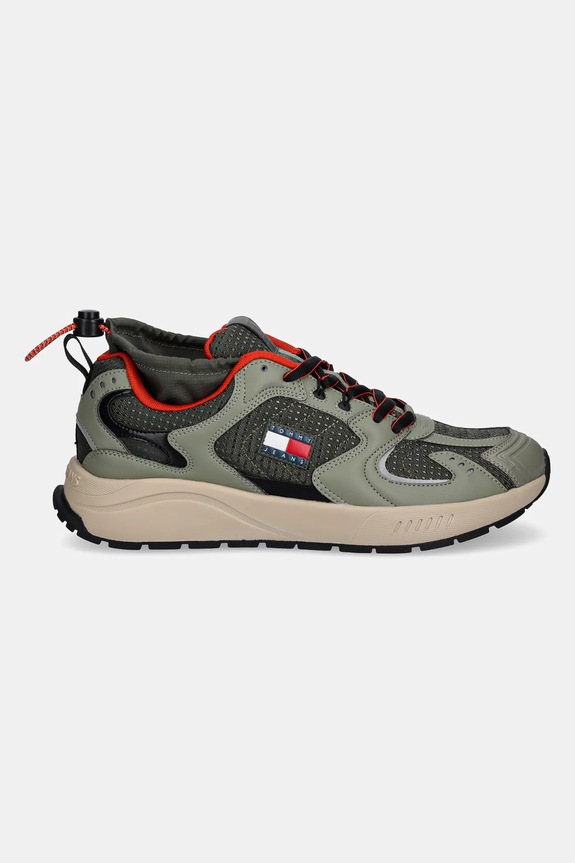 Tommy Jeans sneakers TJM RUNNER MIX MATERIAL EM0EM01620 verde AW25