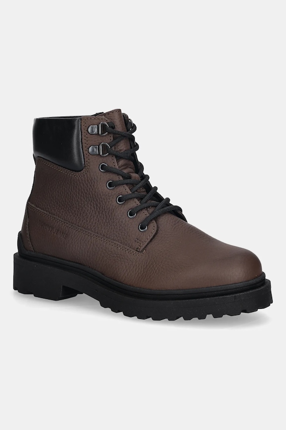 Tommy Jeans pantofi TJM LACE UP BOOT LEATHER cu snur maro EM0EM01629