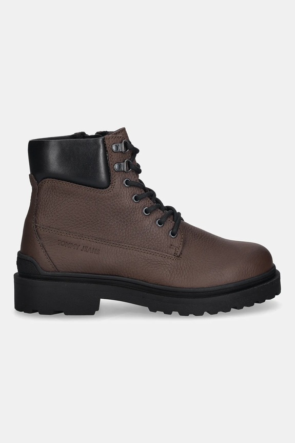 Tommy Jeans pantofi TJM LACE UP BOOT LEATHER EM0EM01629 maro NC25