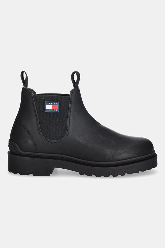 Tommy Jeans cizme de piele TJM CHELSEA LEATHER EM0EM01630 negru NC25