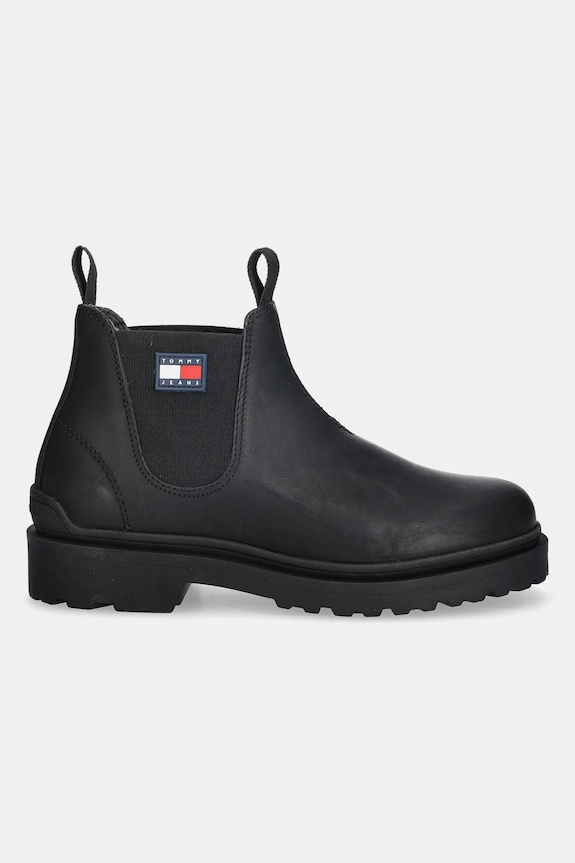 Tommy Jeans cizme de piele TJM CHELSEA LEATHER EM0EM01630 negru NC25