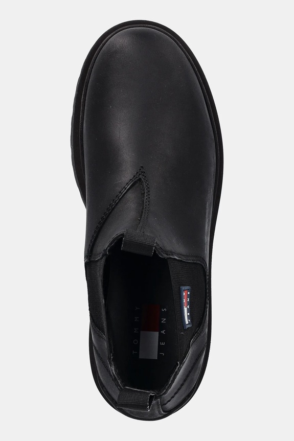 Tommy Jeans cizme de piele TJM CHELSEA LEATHER negru EM0EM01630
