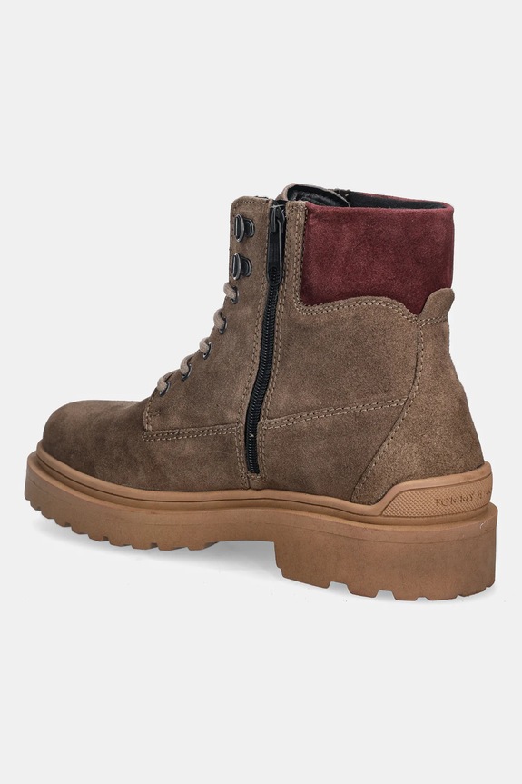 Obuv Kožené vysoké topánky Tommy Jeans TJM LACE UP BOOT SUEDE EM0EM01642 hnedá