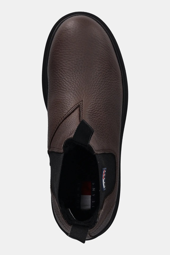 Kožené topánky chelsea Tommy Jeans TJM CHELSEA LEATHER WL hnedá EM0EM01670