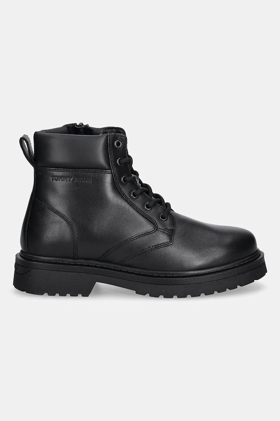 Kožené zimné topánky Tommy Jeans TJM LACE UP BOOT EM0EM01706 čierna AW25