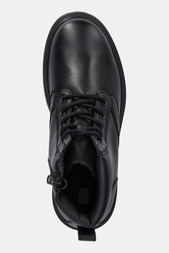 Kožené zimné topánky Tommy Jeans TJM LACE UP BOOT čierna EM0EM01706
