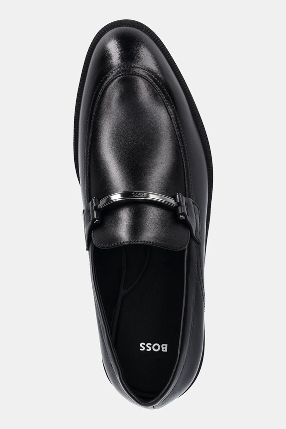 Шкіряні мокасини BOSS Tayil чорний 50548210.001