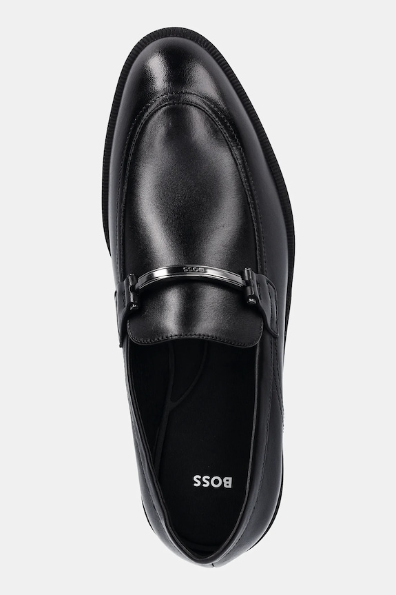 Шкіряні мокасини BOSS Tayil чорний 50548210.001