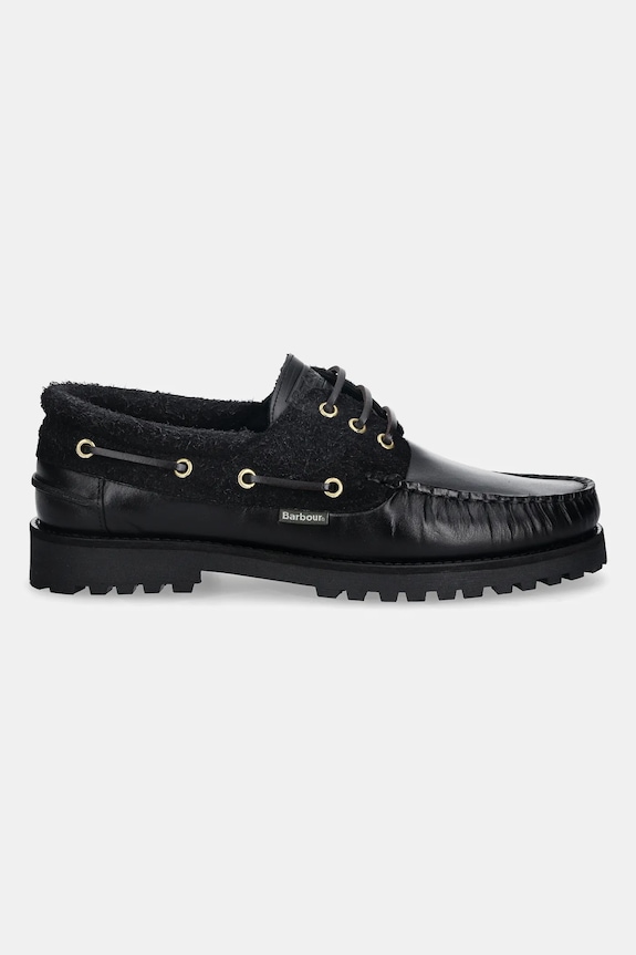 Barbour półbuty skórzane Deck MFO0795BK51 czarny AW25