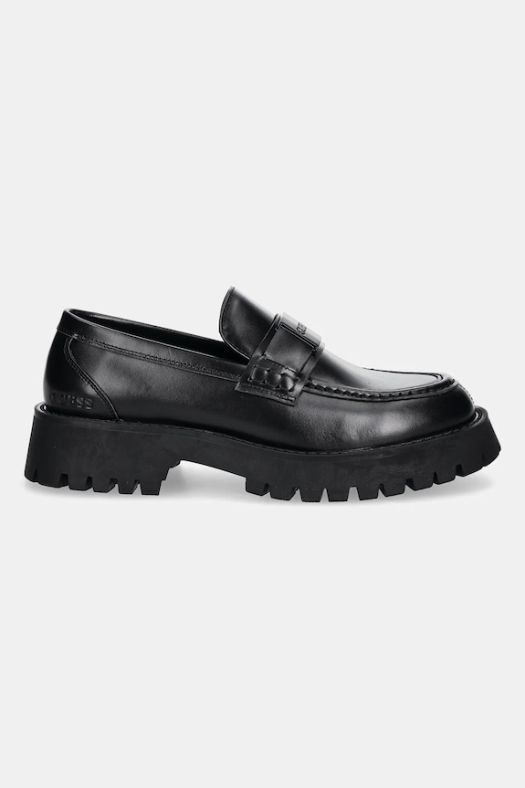 Guess mocasini de piele GORIZIA II FMTGOR.LEA14.BLACK negru AW25