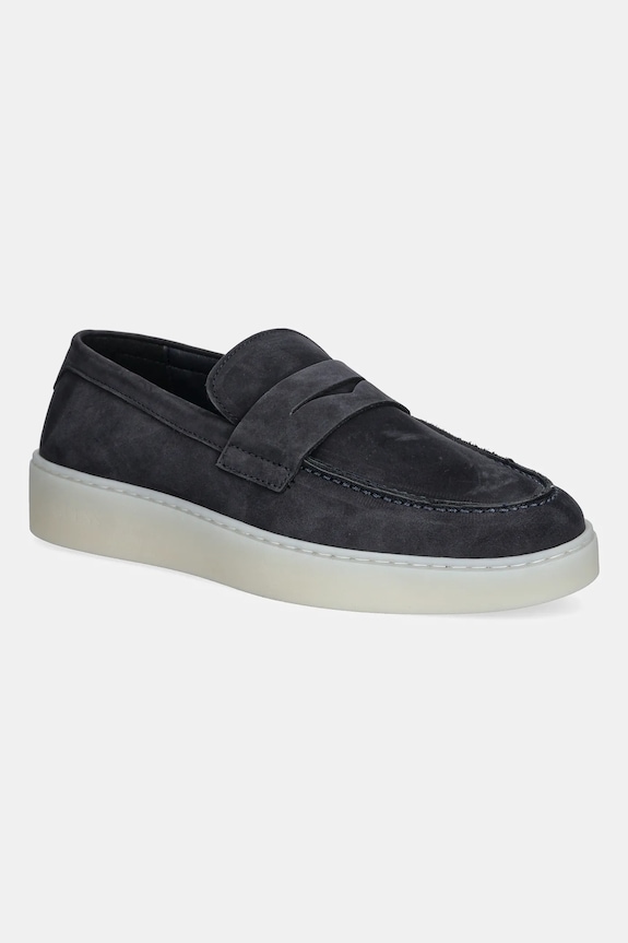 Μοκασίνια nubuck Guess RICKY MOC δέρμα nubuck σκούρο μπλε FMTRIC.LEA14.BLUE