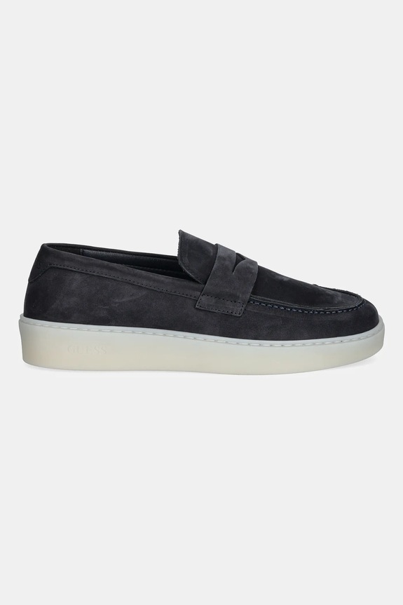 Μοκασίνια nubuck Guess RICKY MOC FMTRIC.LEA14.BLUE σκούρο μπλε AW25