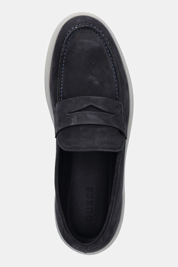 Μοκασίνια nubuck Guess RICKY MOC σκούρο μπλε FMTRIC.LEA14.BLUE