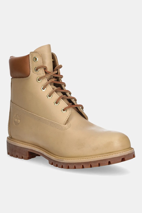 Kožené členkové topánky Timberland Premium 6 In Lace Waterproof jemné zateplenie béžová TB0A2P6WEN21