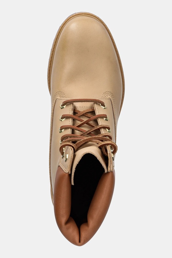 Kožené členkové topánky Timberland Premium 6 In Lace Waterproof béžová TB0A2P6WEN21