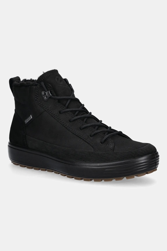 Cipele od nubuk kože Ecco Soft 7 Tred High Boot na vezanje crna 450444.51052