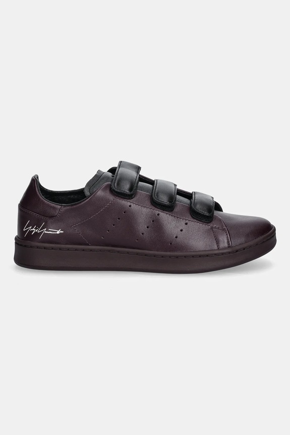 Кожаные кроссовки Y-3 Stan Smith Velc JR6641 бордо AW25