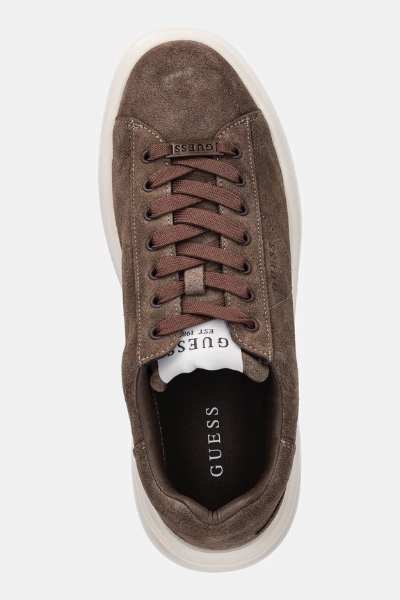 Guess sneakersy zamszowe ELBA brązowy FMFLBA.SUE12.BROWN
