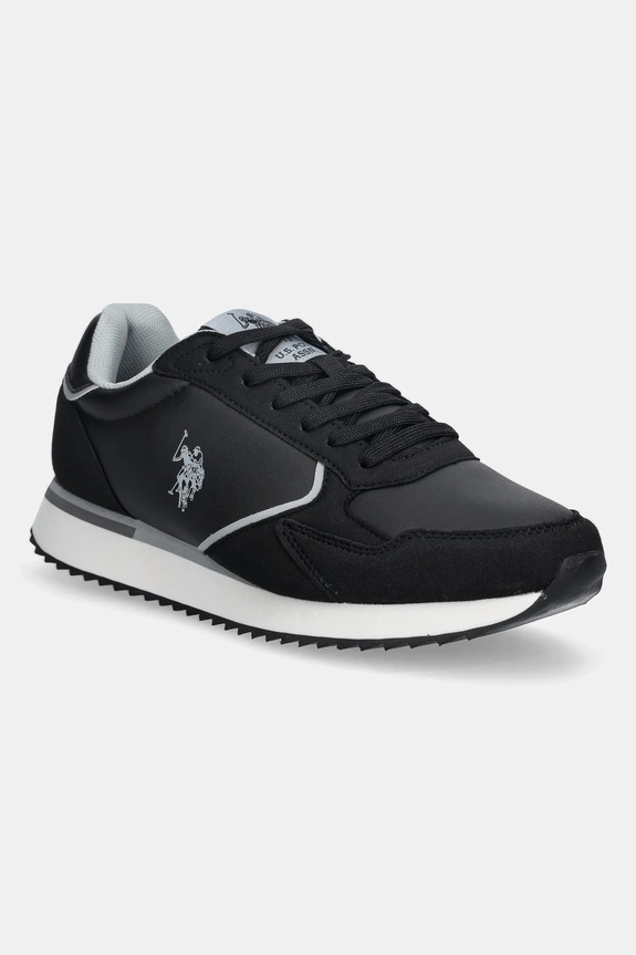 Tenisky U.S. Polo Assn. CHRIS001 imitácia kože čierna CHRIS001M.EYH1