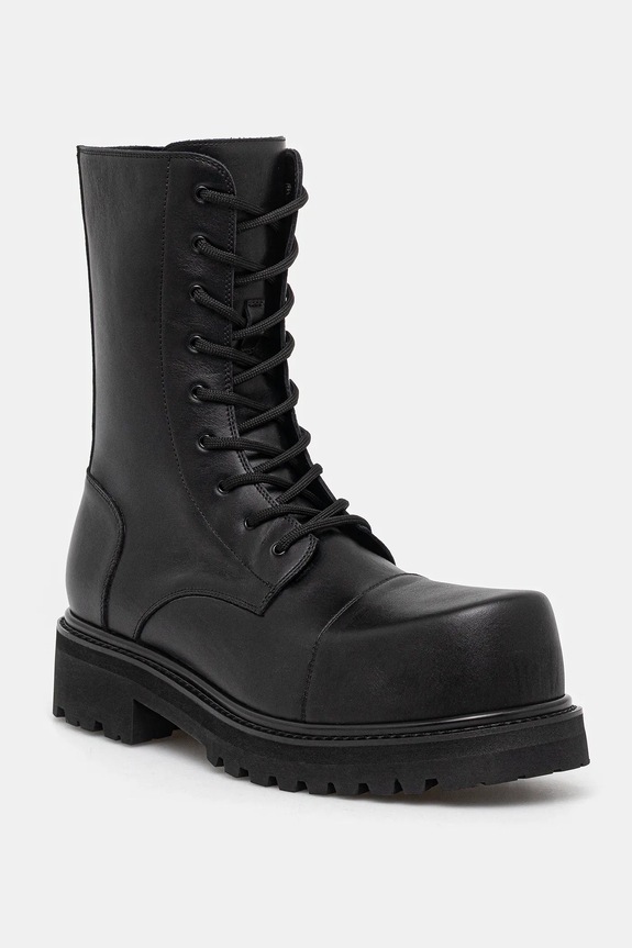 Шкіряні черевики VETEMENTS Stomp Combat Boot без утеплення чорний UH76BT800B