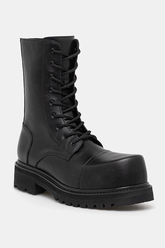 Шкіряні черевики VETEMENTS Stomp Combat Boot без утеплення чорний UH76BT800B