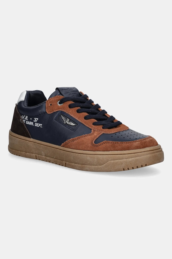 Usnjene superge Aeronautica Militare SNEAKERS Semiš mornarsko modra 252SC0235UPL00244.94703