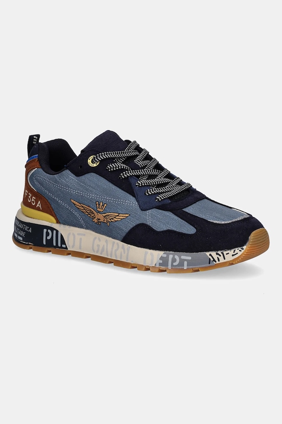 Tenisky Aeronautica Militare SNEAKERS imitácia semišu modrá 252SC0276UCT03380.94706