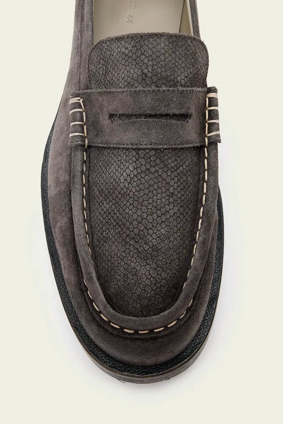 AllSaints mokasyny skórzane BLOOM SUEDE LOAFER M022FC.WGR szary