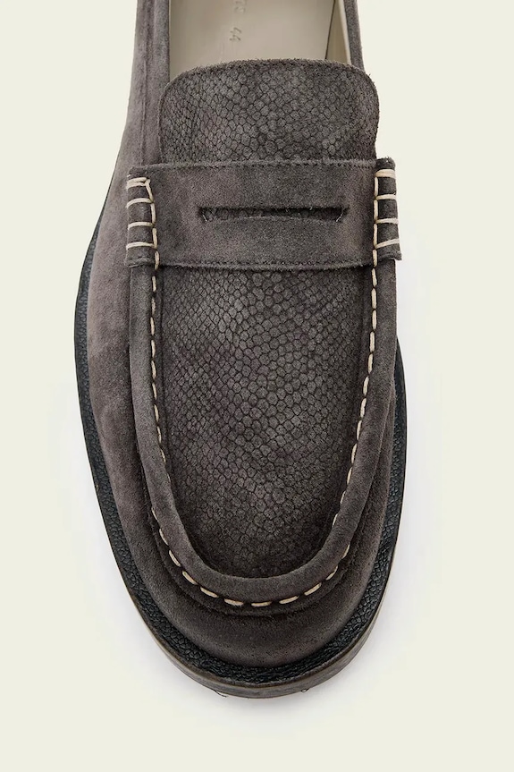 AllSaints mokasyny skórzane BLOOM SUEDE LOAFER M022FC.WGR szary