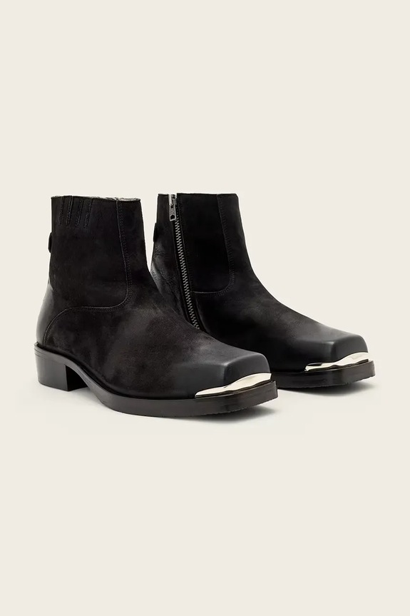AllSaints buty skórzane Orla Toe Cap Boot M033FD czarny AW25