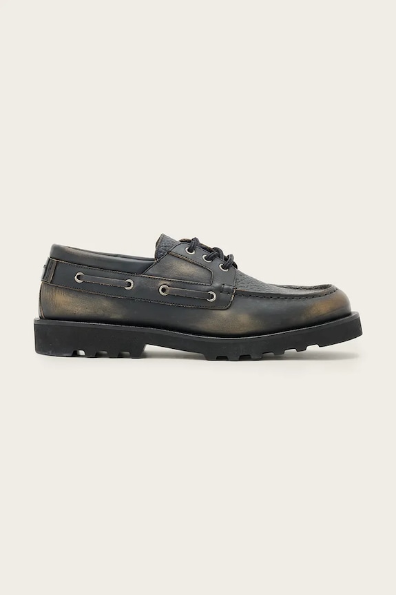 Kožené poltopánky AllSaints Skiff Shoe casual čierna M013FC