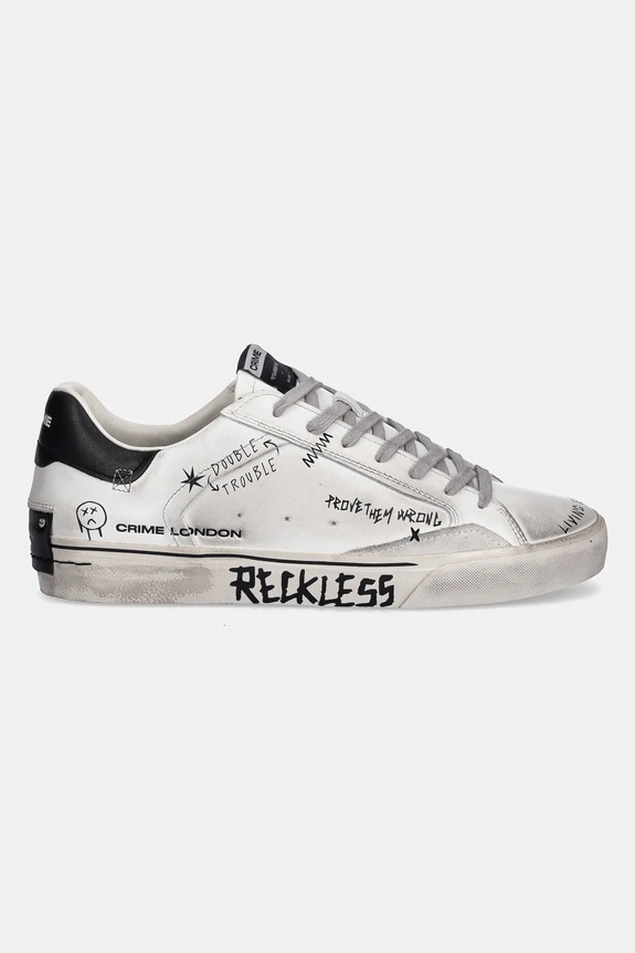 Crime London sneakers din piele DISTRESSED DECONSTRUCTED 11033AA8 alb SS26