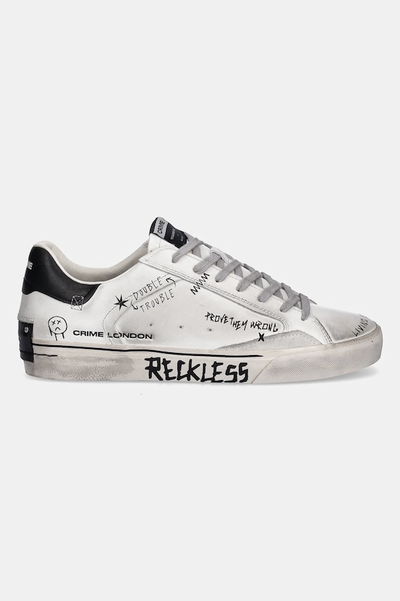 Crime London sneakers din piele DISTRESSED DECONSTRUCTED 11033AA8 alb SS26