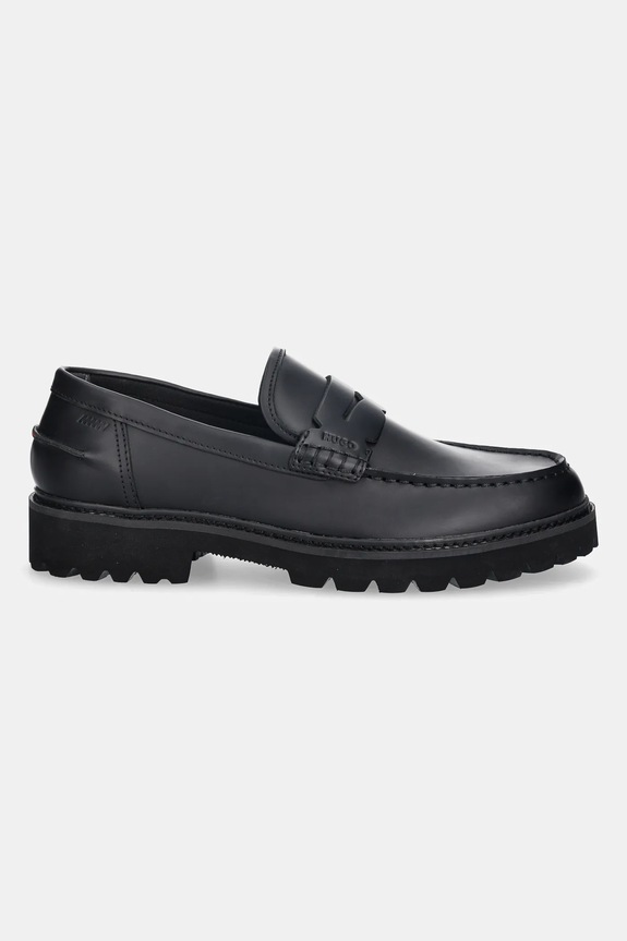 Kožne mokasinke HUGO Draven 50552688.001 crna AW25