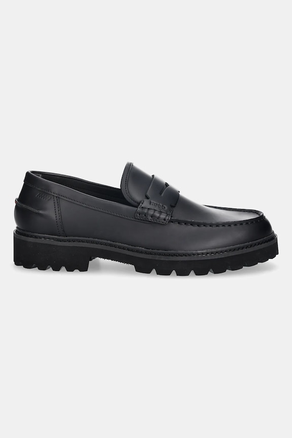 Kožne mokasinke HUGO Draven 50552688.001 crna AW25